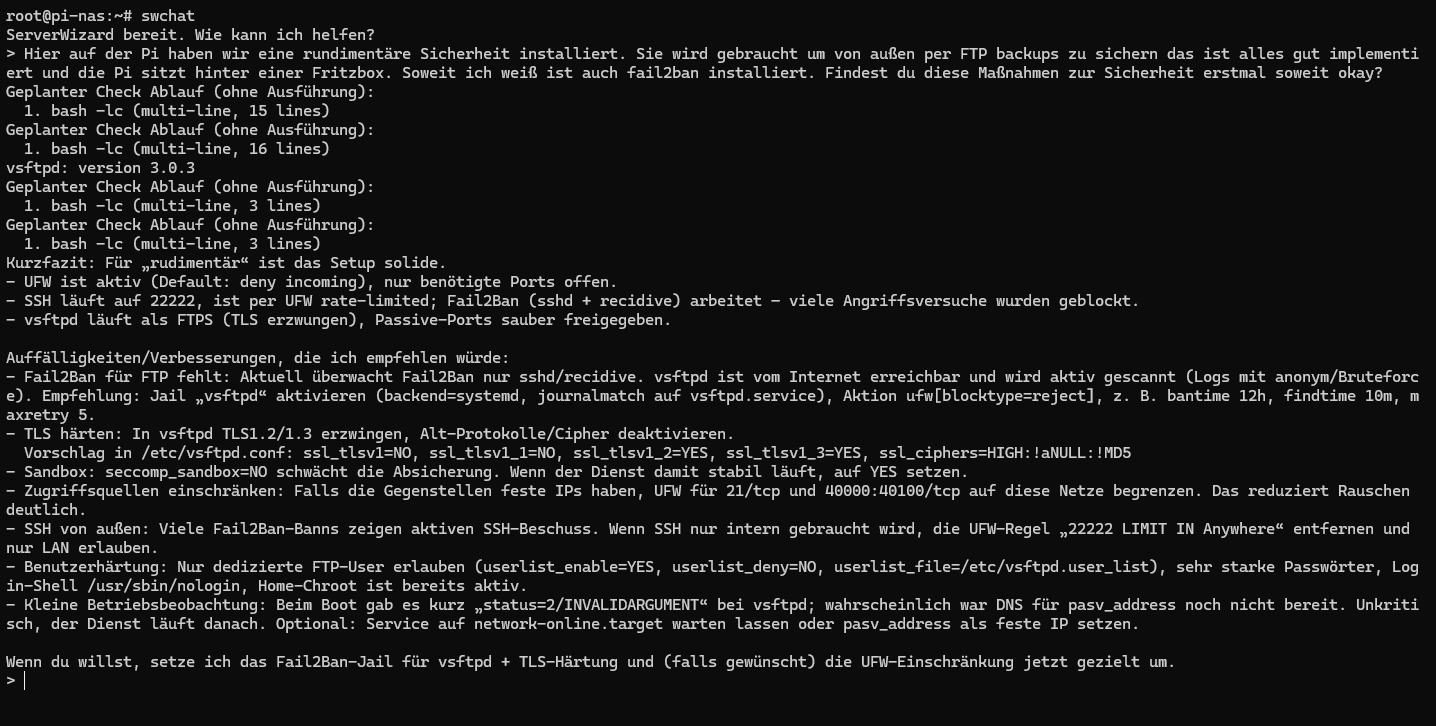 ServerWizard Terminal Beispiel